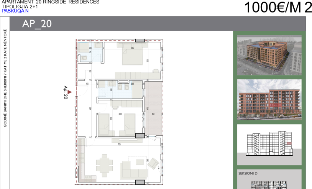 2+1 Apartment for Sale – Ringside Residences 1,000 €/m² - Image 3